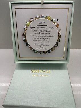 Shivam Onyx Multicolor Beaded Stretch Bracelet